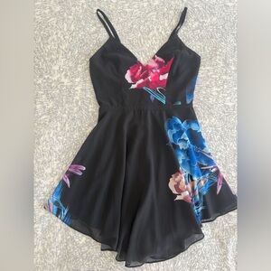 Bebe Elegant Black Floral Dress